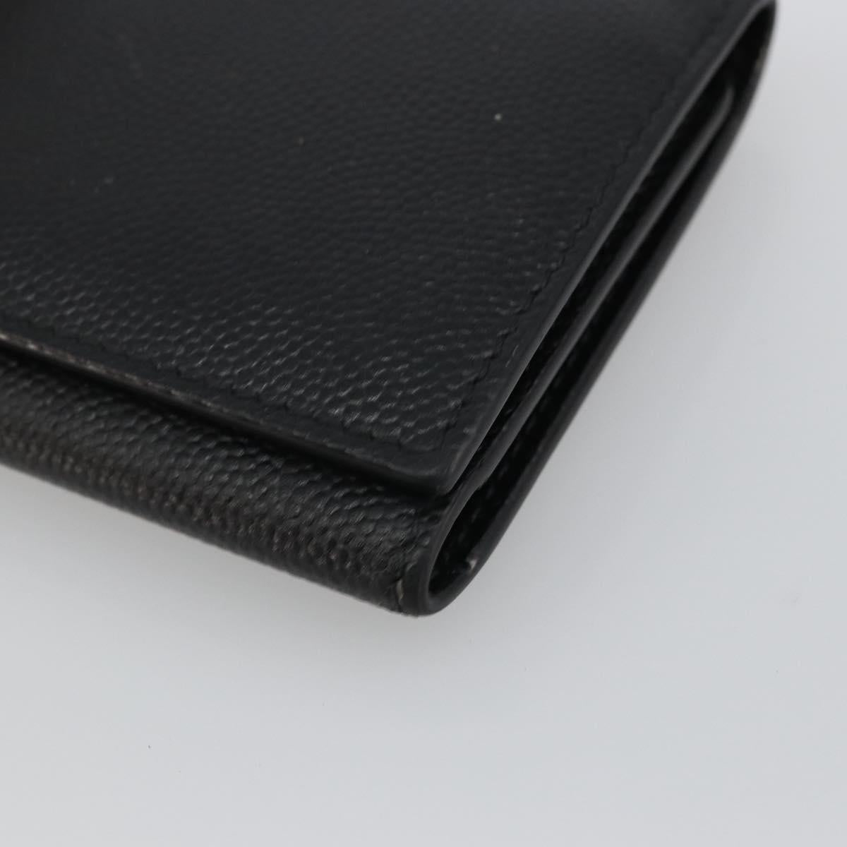 SAINT LAURENT Key Case Leather Black Silver Auth bs34205