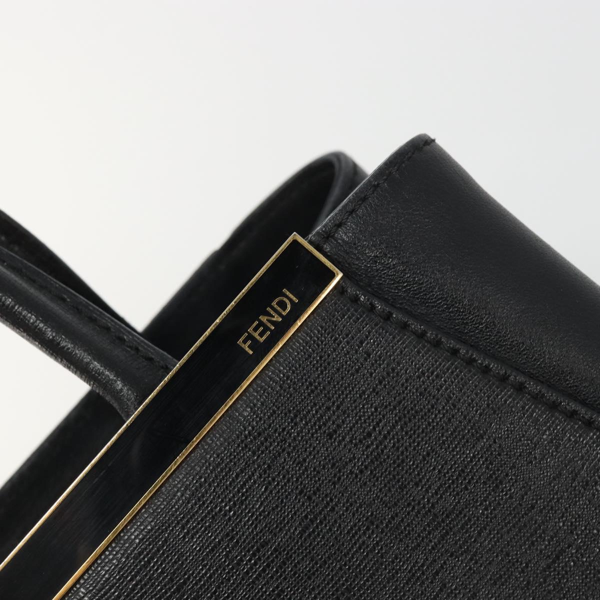 FENDI 2JOURS Hand Bag Leather Black Gold Auth bs34208