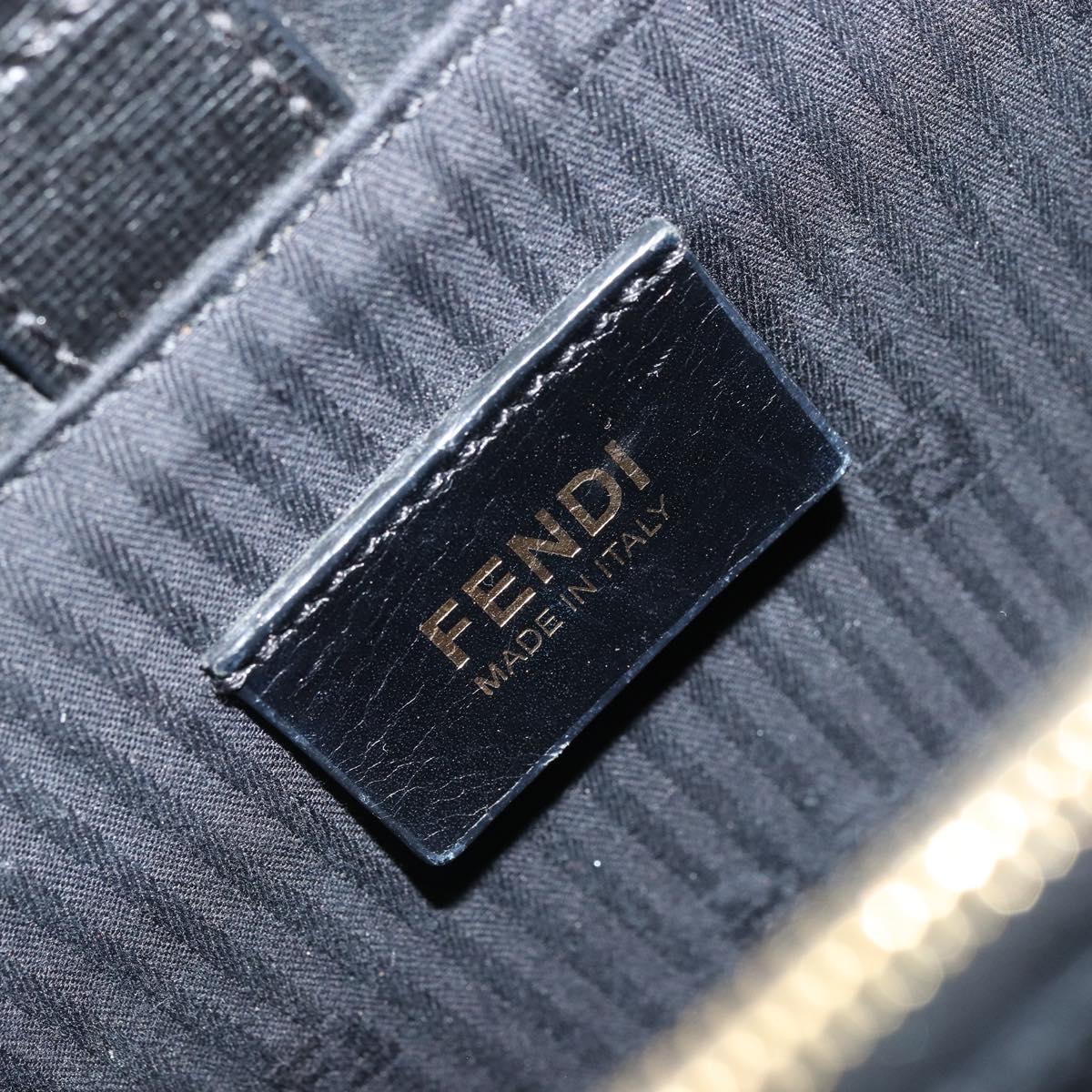 FENDI 2JOURS Hand Bag Leather Black Gold Auth bs34208