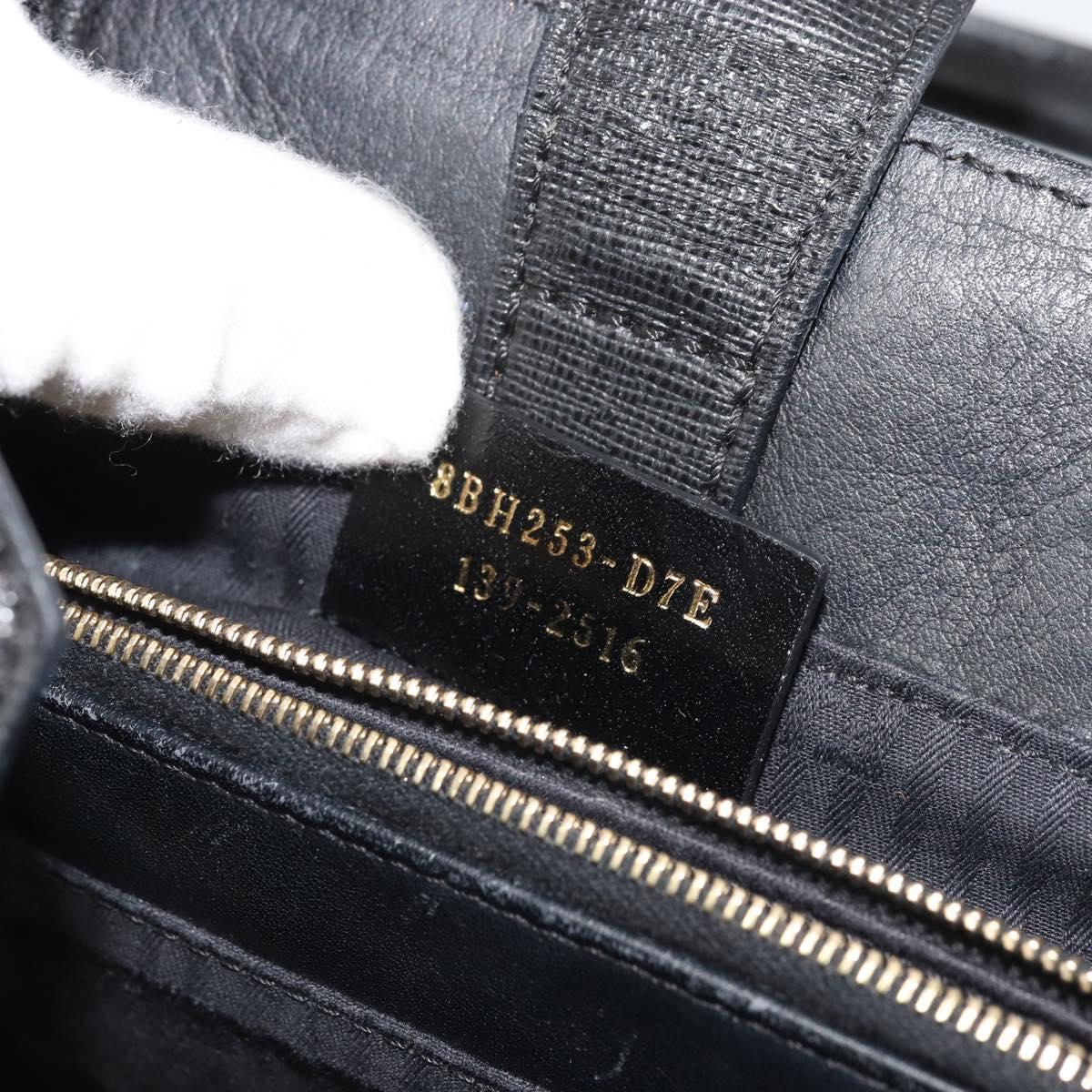 FENDI 2JOURS Hand Bag Leather Black Gold Auth bs34208