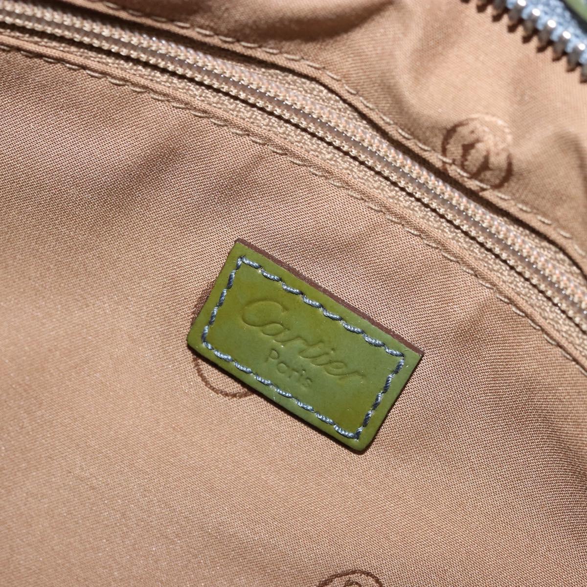 CARTIER Marcello Hand Bag Patent leather Green Silver Auth bs34215