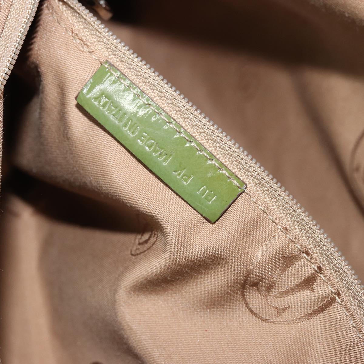 CARTIER Marcello Hand Bag Patent leather Green Silver Auth bs34215