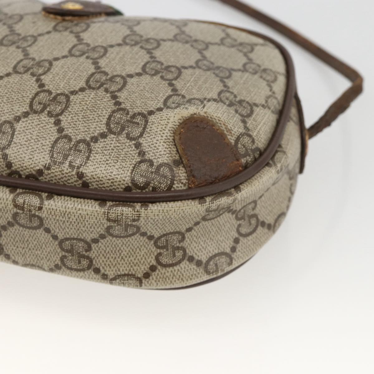 GUCCI GG Supreme Web Sherry Line Bag PVC Beige Gold 156 02 066 Auth bs34217