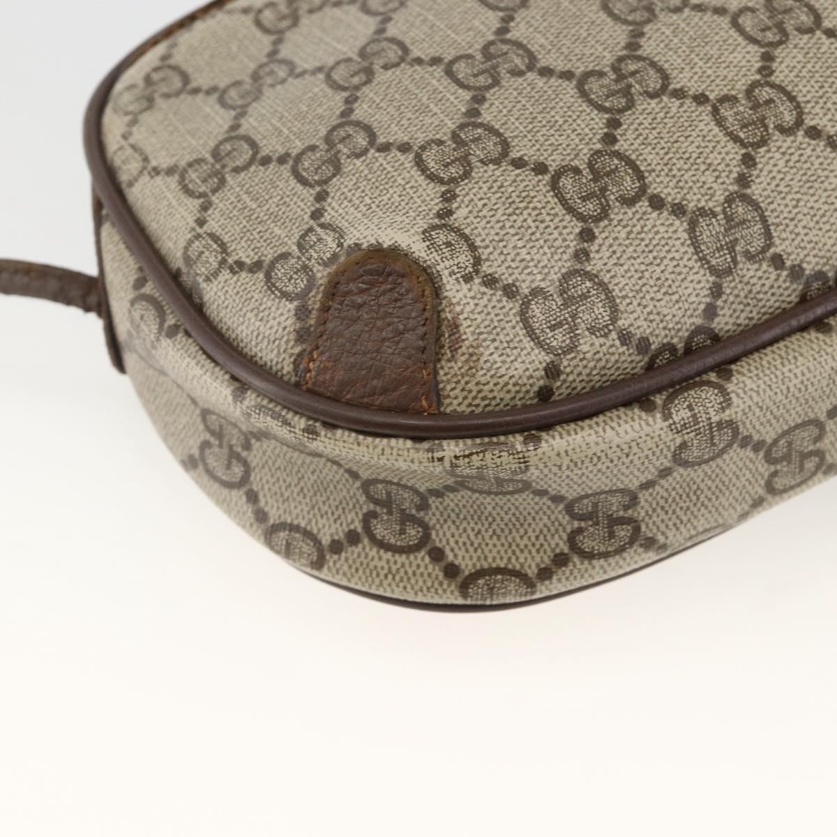 GUCCI GG Supreme Web Sherry Line Bag PVC Beige Gold 156 02 066 Auth bs34217