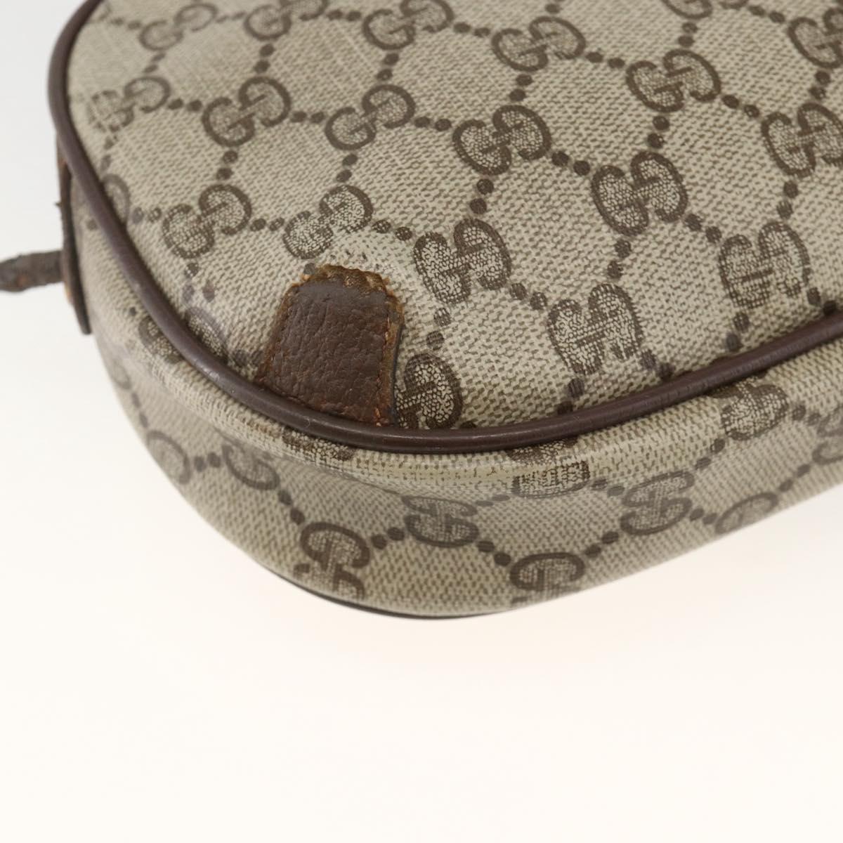 GUCCI GG Supreme Web Sherry Line Bag PVC Beige Gold 156 02 066 Auth bs34217