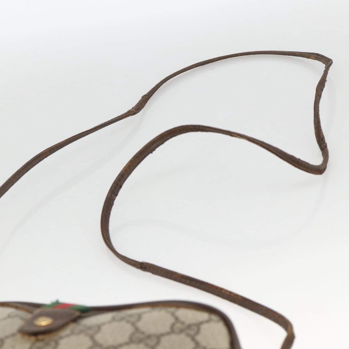 GUCCI GG Supreme Web Sherry Line Bag PVC Beige Gold 156 02 066 Auth bs34217