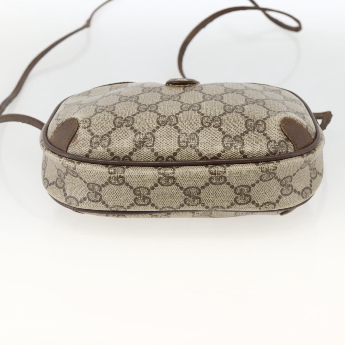 GUCCI GG Supreme Web Sherry Line Bag PVC Beige Gold 156 02 066 Auth bs34217