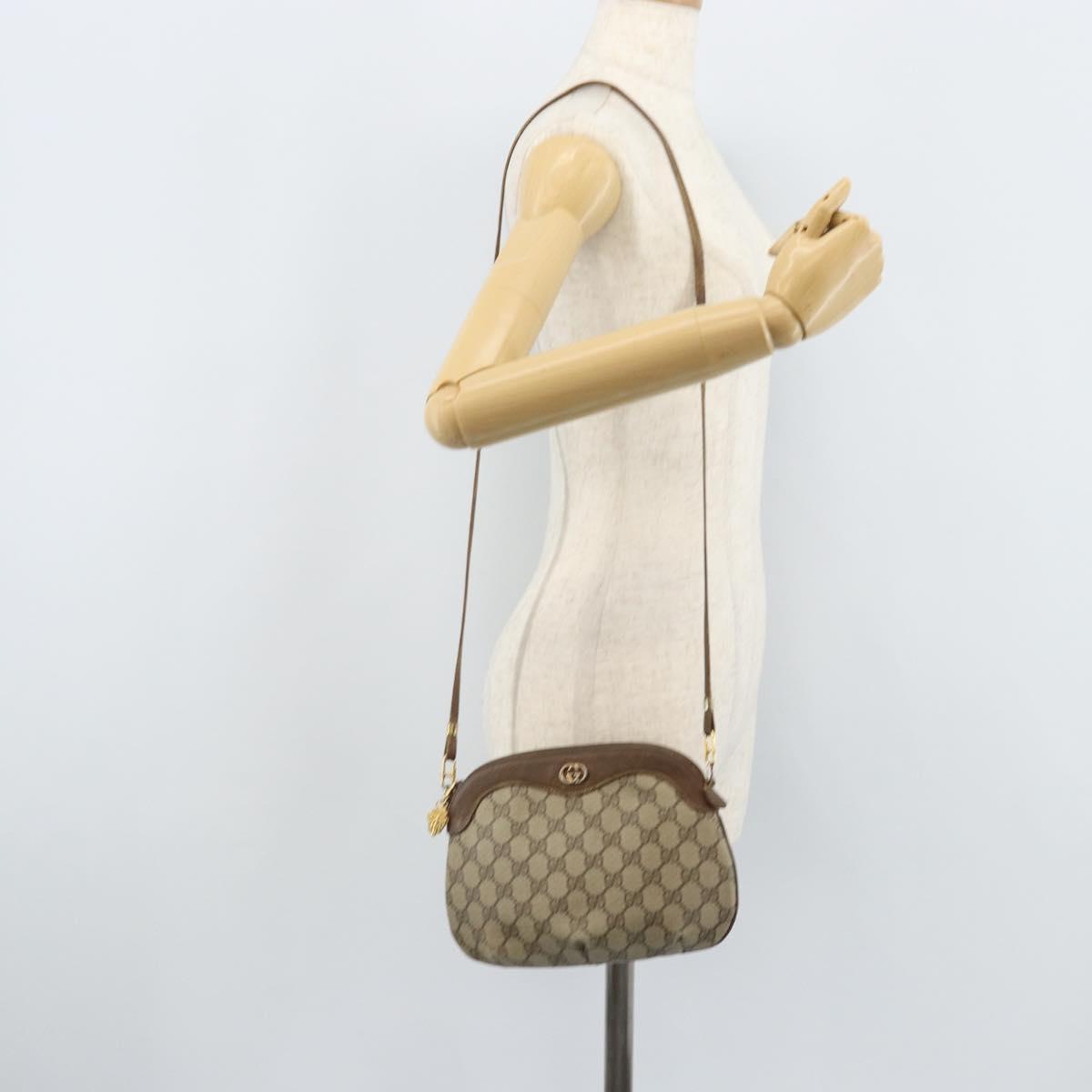 GUCCI GG Supreme Shoulder Bag PVC Beige Gold 007 49 0819 Auth bs34218