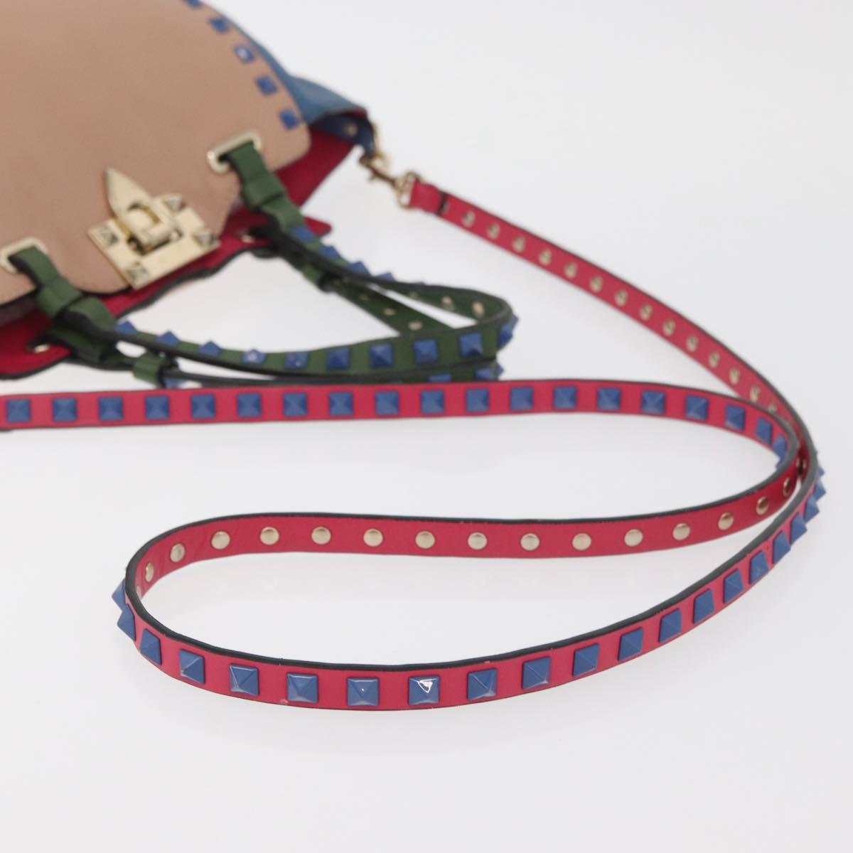 VALENTINO Hand Bag Leather 2way Multicolor Gold Auth bs34219A