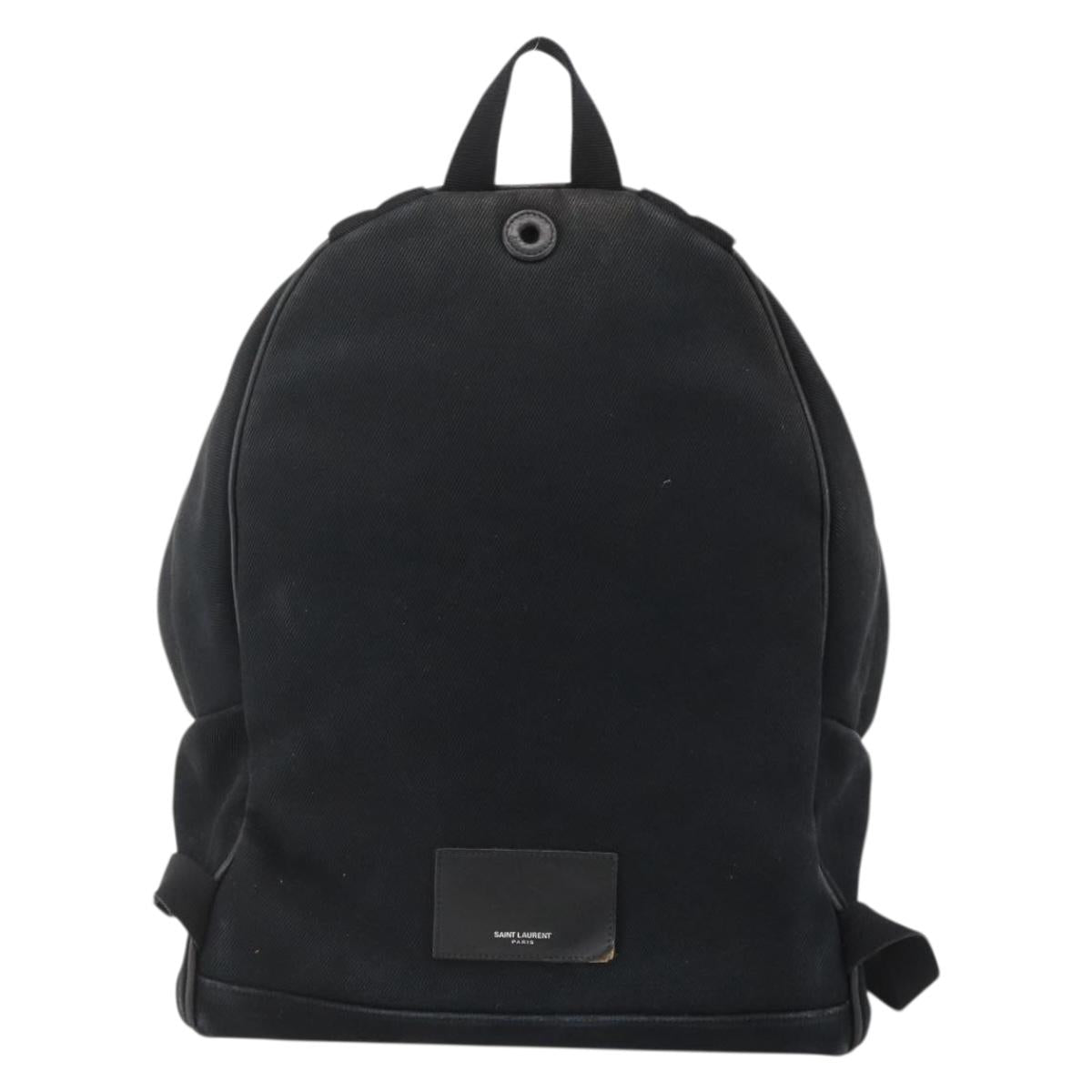 SAINT LAURENT Backpack Canvas Black Silver Auth bs34220