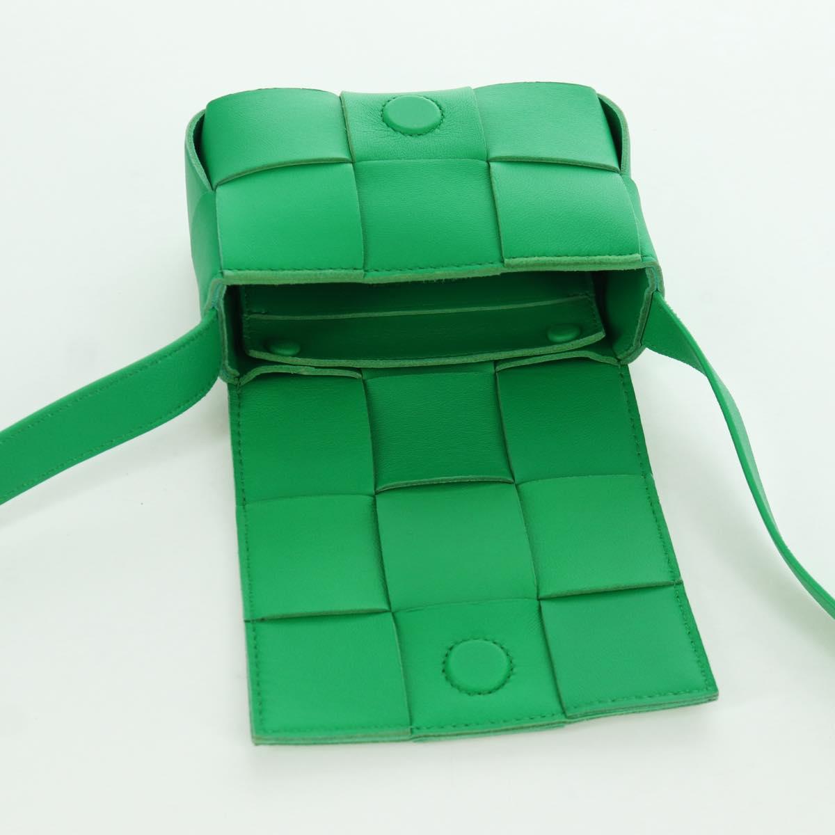 BOTTEGA VENETA INTRECCIATO Shoulder Bag Leather Green Auth bs34221A