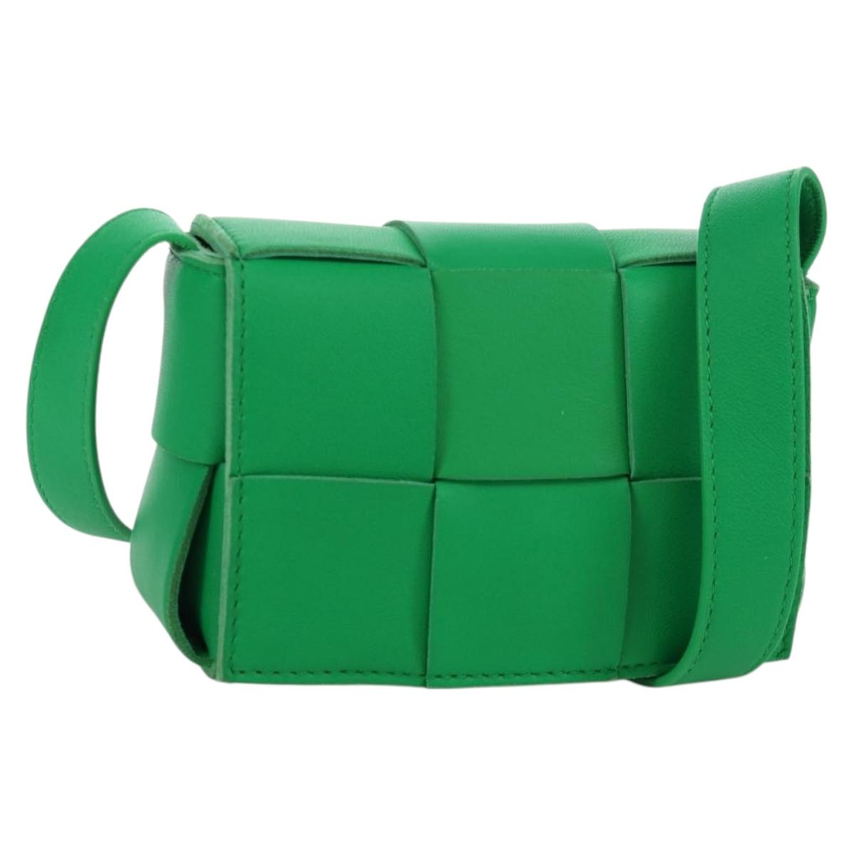 BOTTEGA VENETA INTRECCIATO Shoulder Bag Leather Green Auth bs34221A
