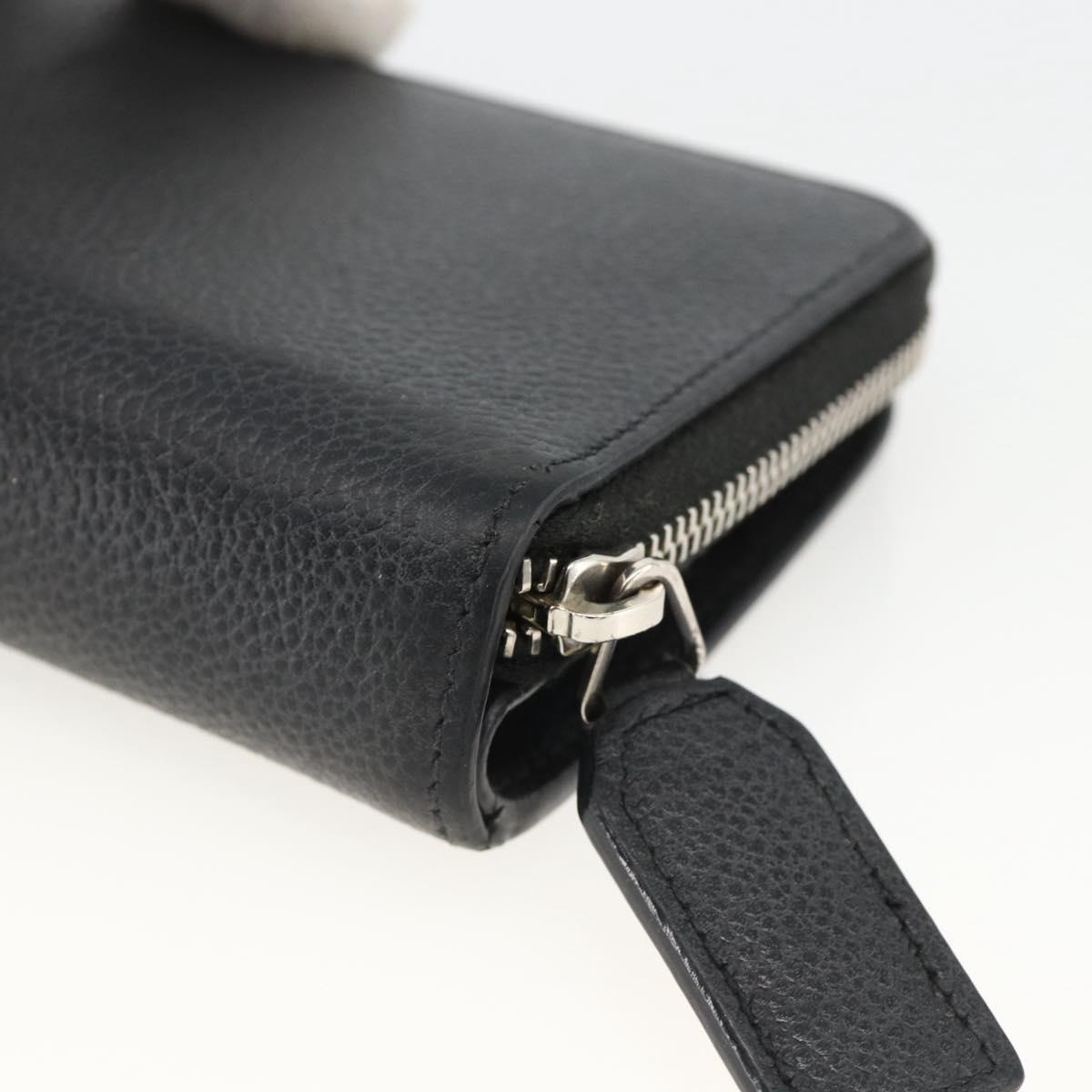 SAINT LAURENT Bifold Wallet Leather Black Silver Auth bs34223