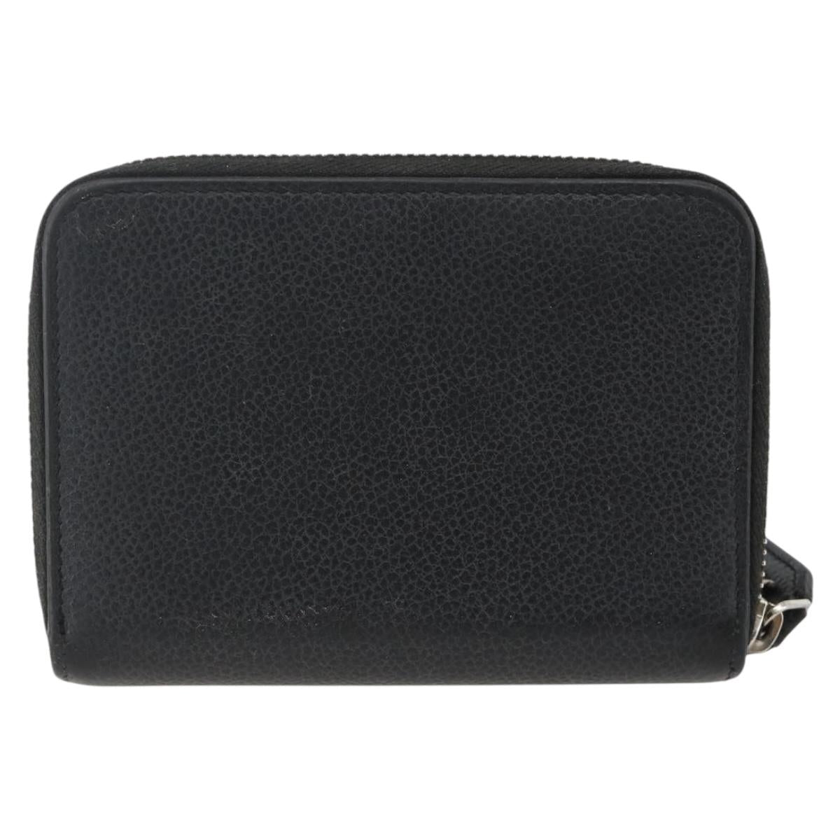 SAINT LAURENT Bifold Wallet Leather Black Silver Auth bs34223