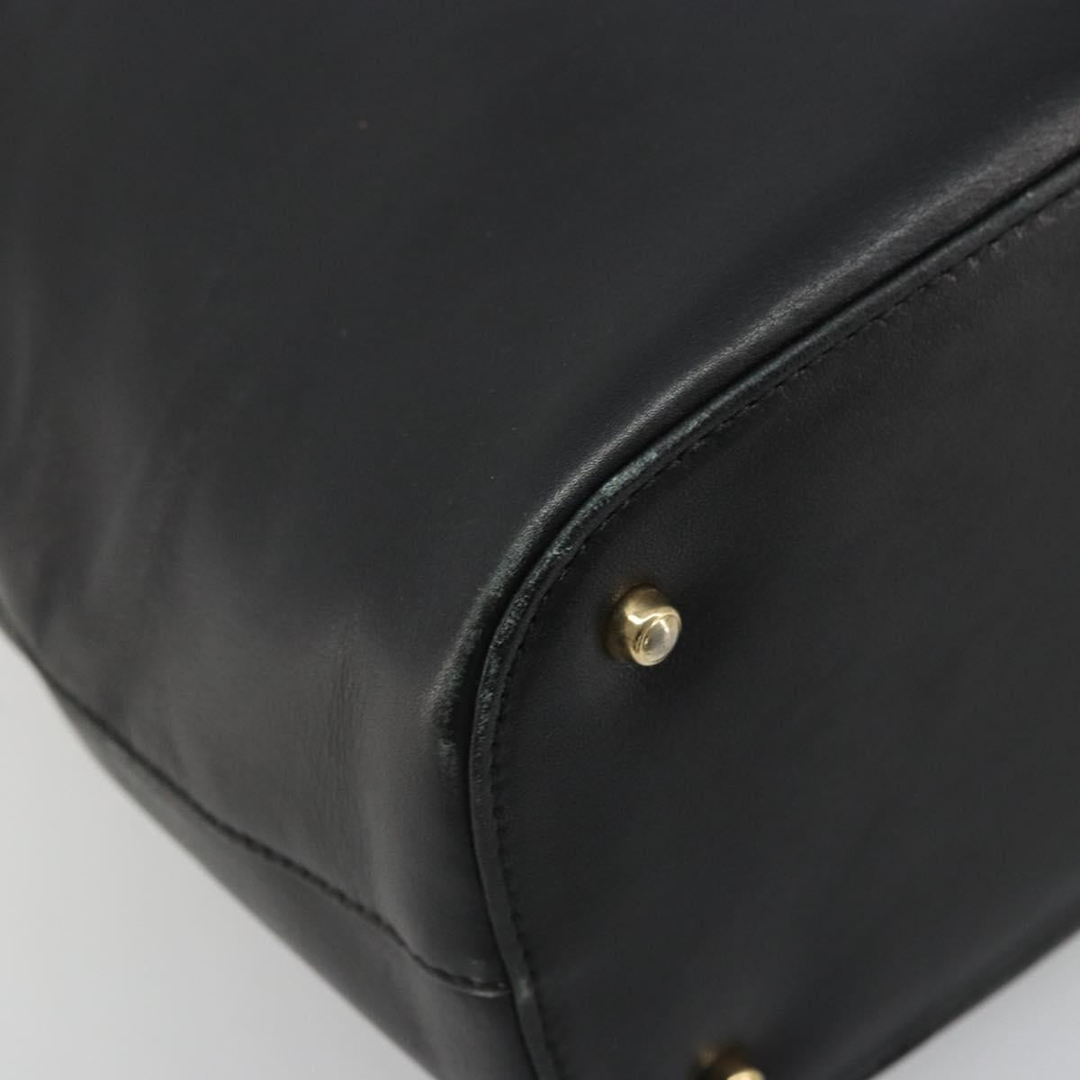GUCCI Shoulder Bag Leather Black Gold 001 1998 1805 Auth bs34225