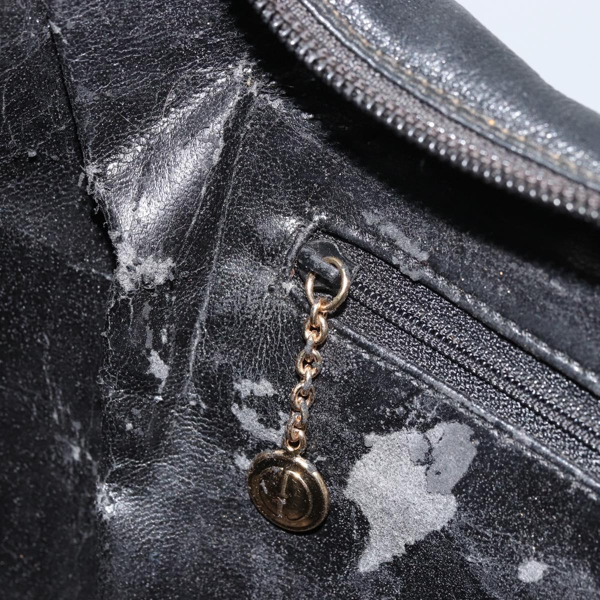 GUCCI Shoulder Bag Leather Black Gold 001 1998 1805 Auth bs34225