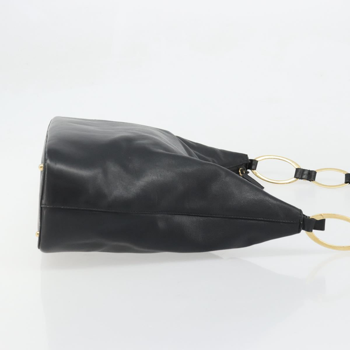 GUCCI Shoulder Bag Leather Black Gold 001 1998 1805 Auth bs34225