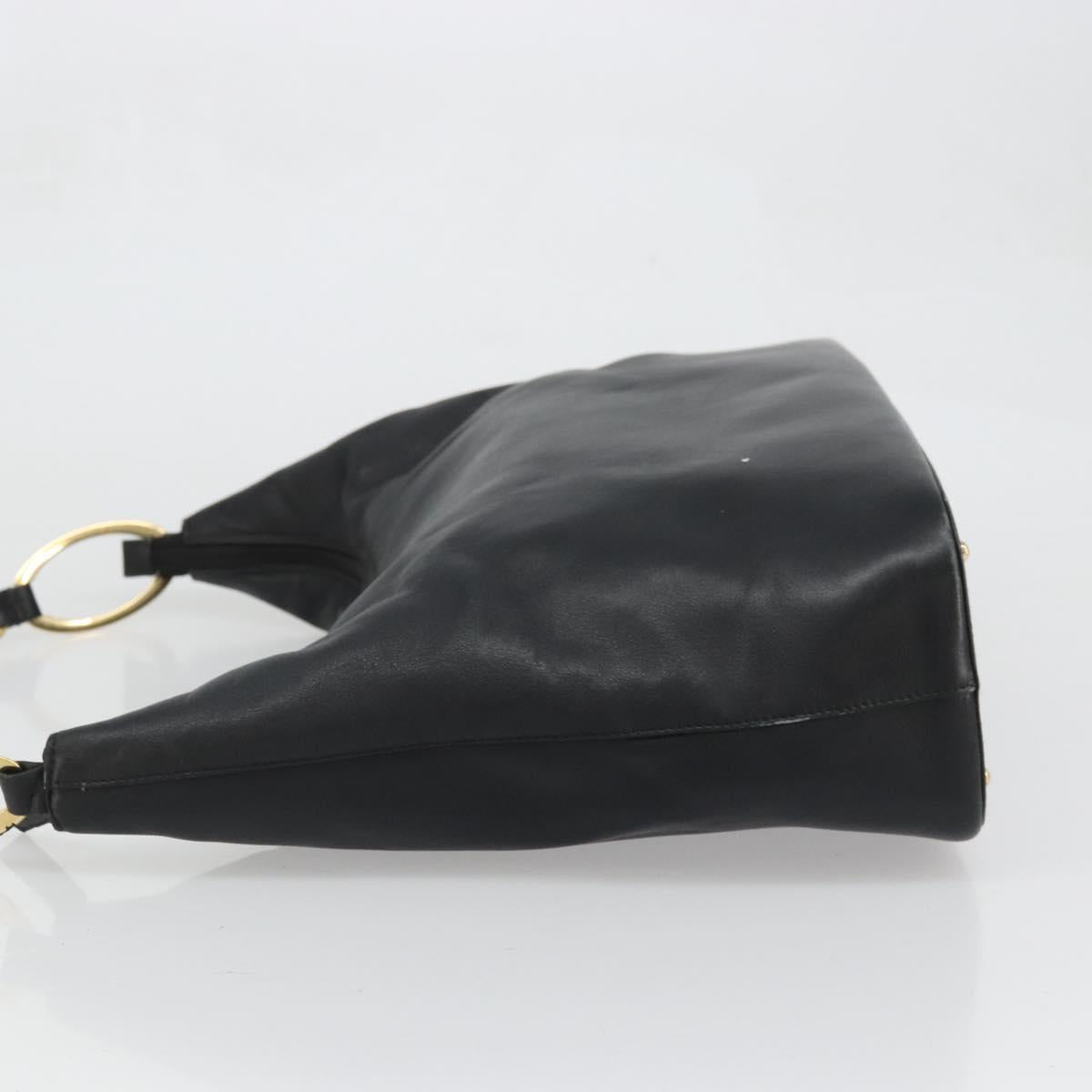 GUCCI Shoulder Bag Leather Black Gold 001 1998 1805 Auth bs34225