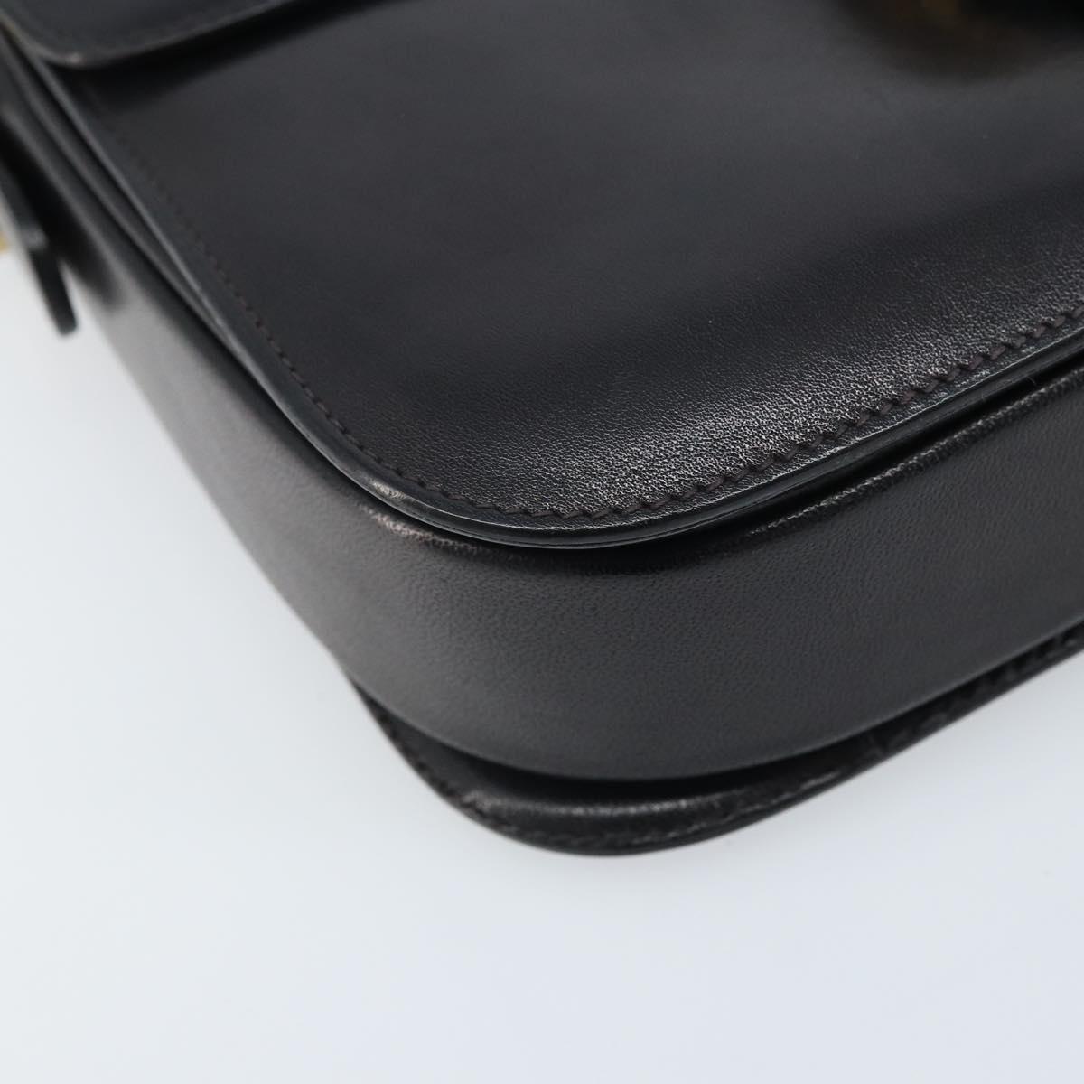 CELINE Shoulder Bag Leather Black Gold Auth bs34227A