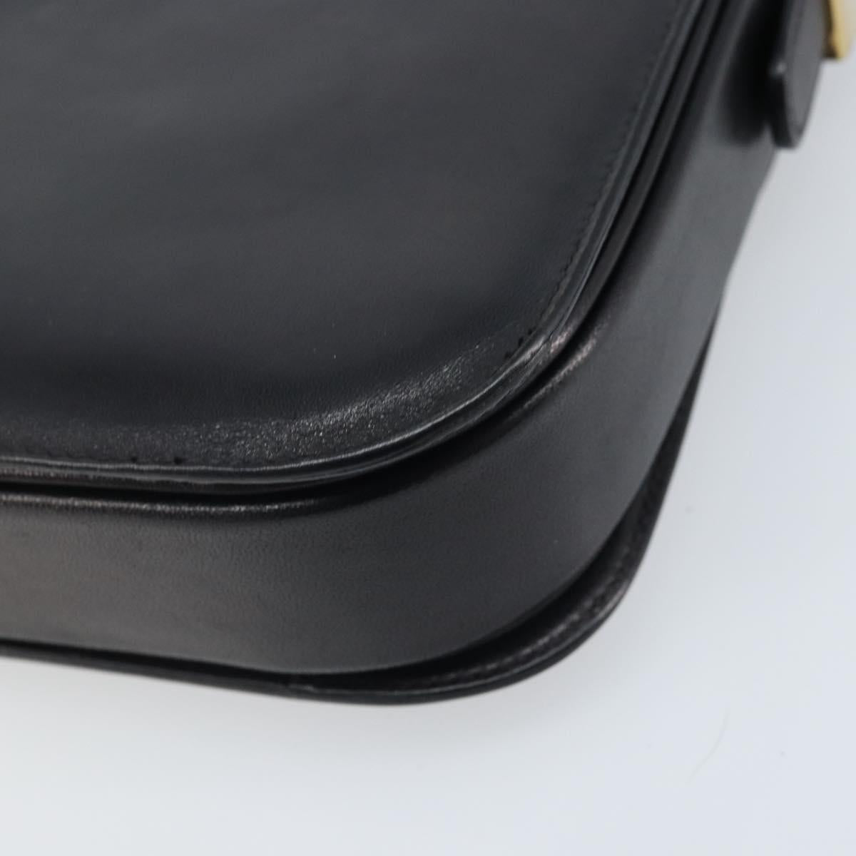 CELINE Shoulder Bag Leather Black Gold Auth bs34227A
