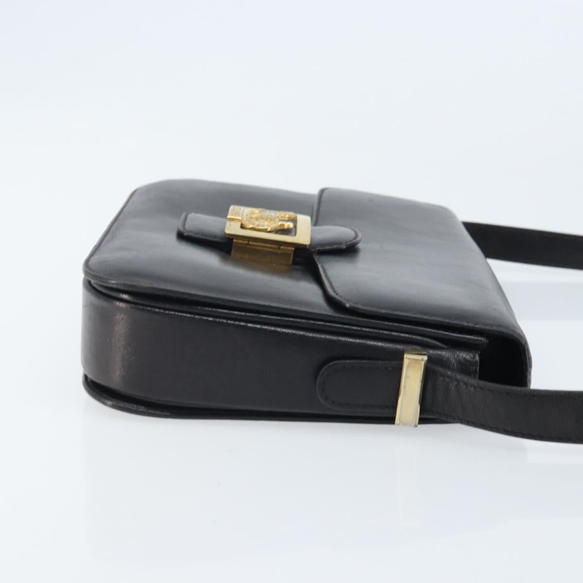 CELINE Shoulder Bag Leather Black Gold Auth bs34227A