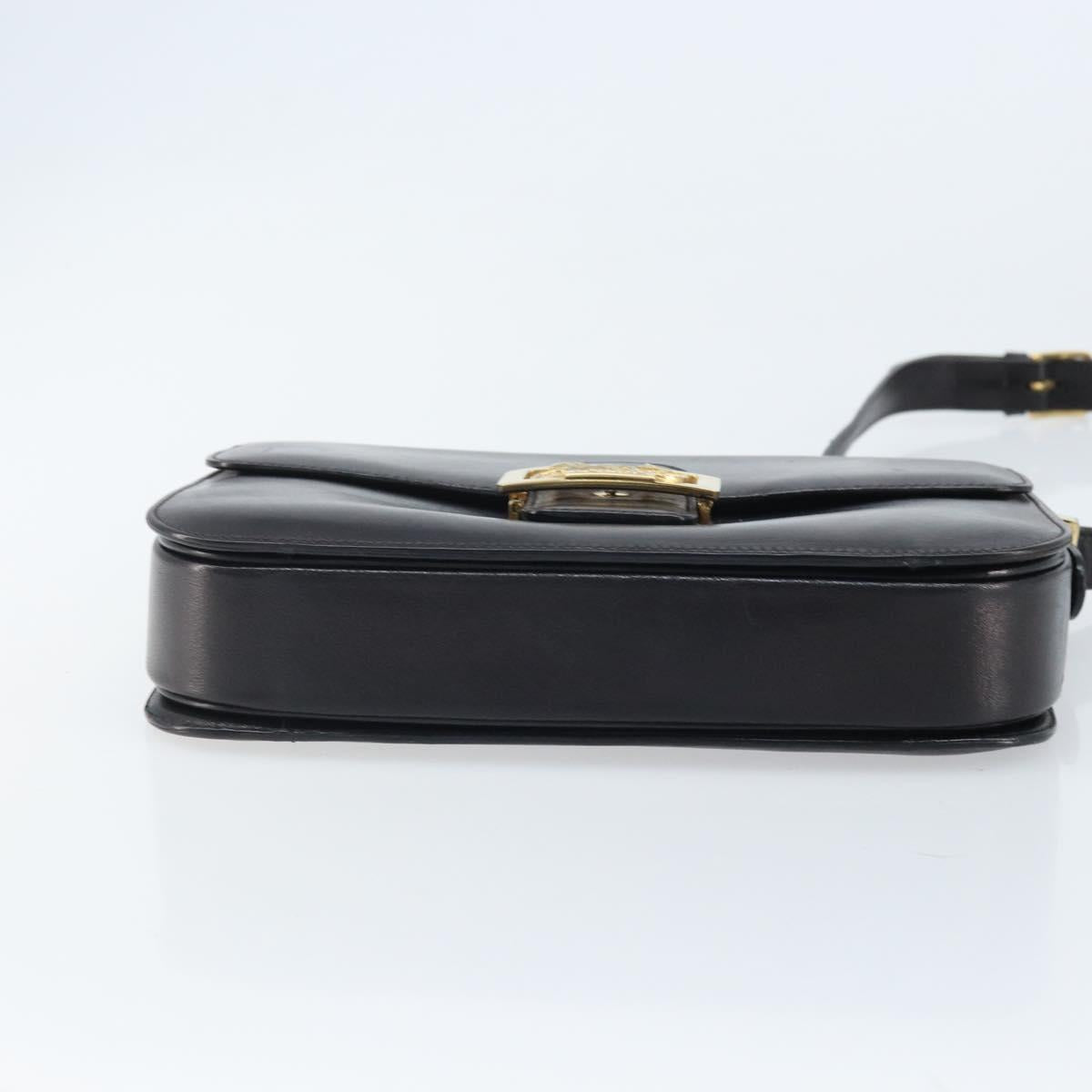 CELINE Shoulder Bag Leather Black Gold Auth bs34227A