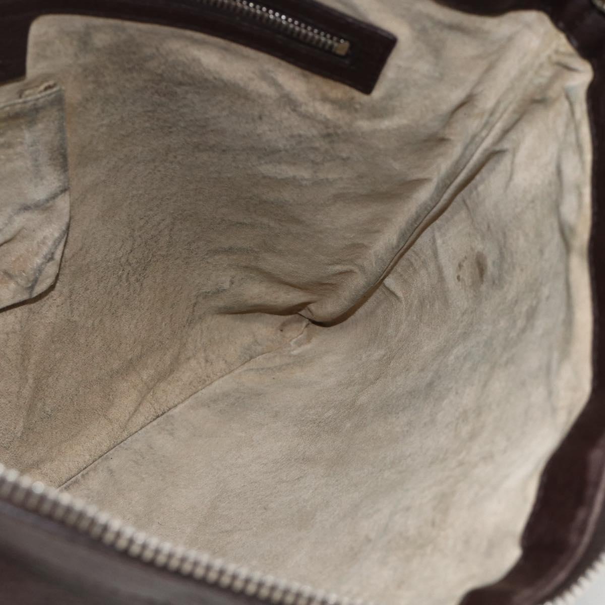 GUCCI Shoulder Bag Leather Brown Silver 233329 Auth bs34228