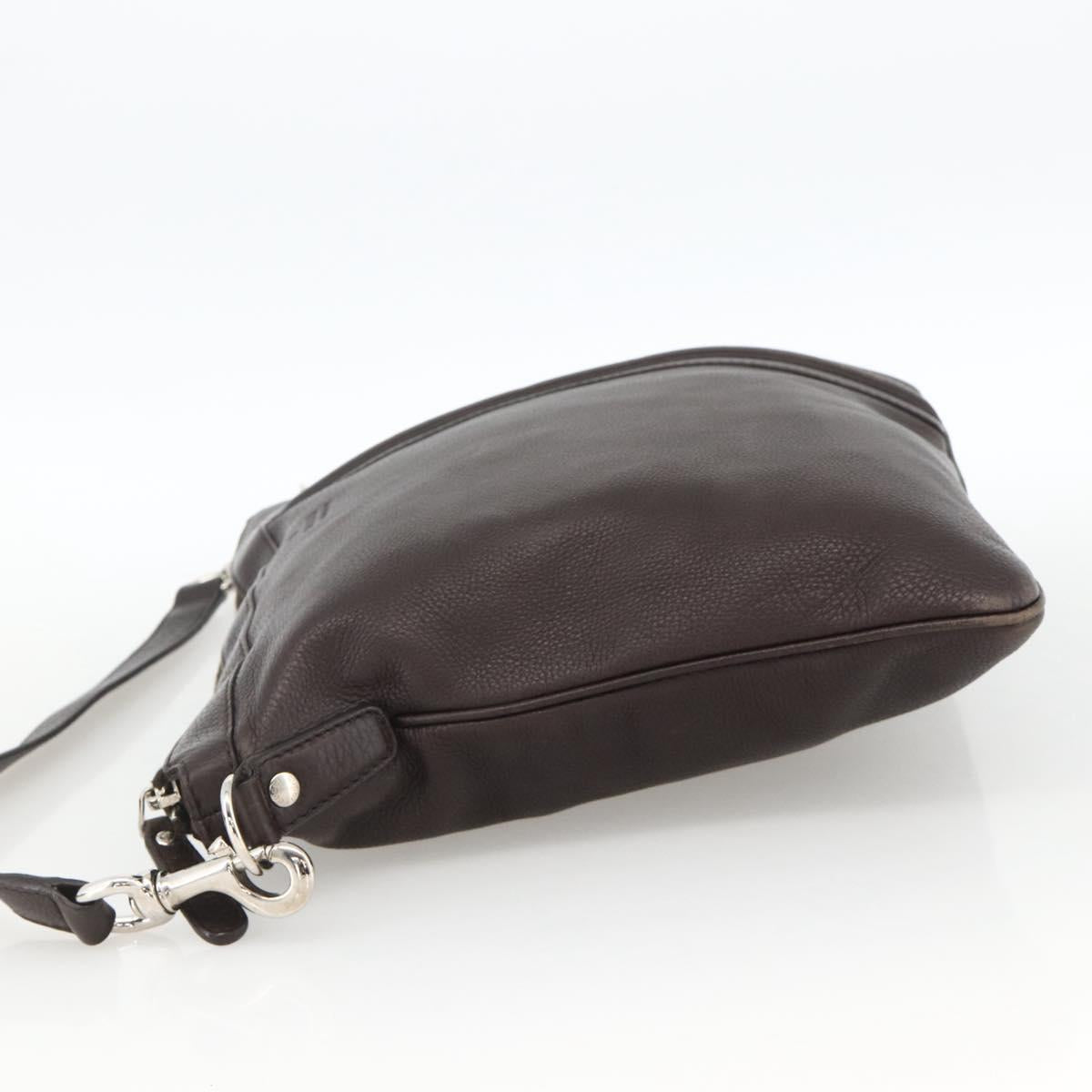 GUCCI Shoulder Bag Leather Brown Silver 233329 Auth bs34228