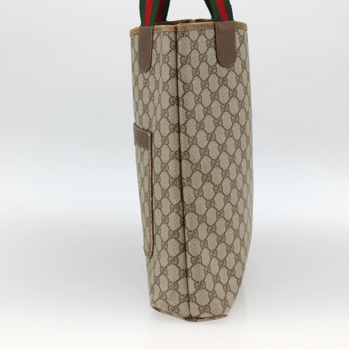 GUCCI GG Supreme Web Sherry Line Tote Bag PVC Beige 39 02 003 Auth bs34229