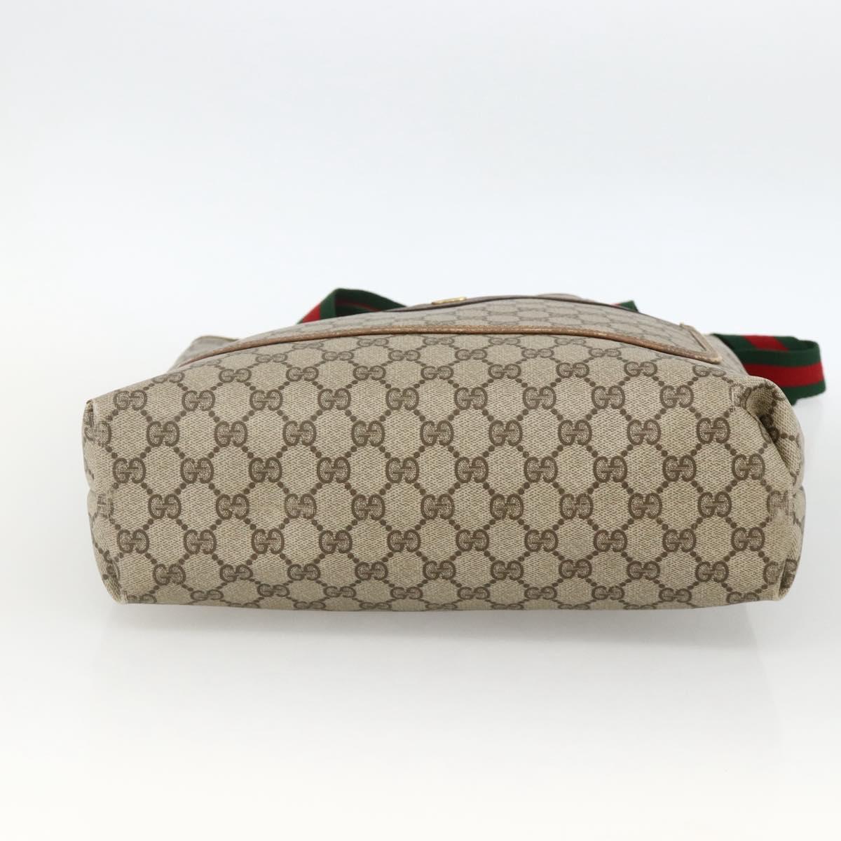 GUCCI GG Supreme Web Sherry Line Tote Bag PVC Beige 39 02 003 Auth bs34229