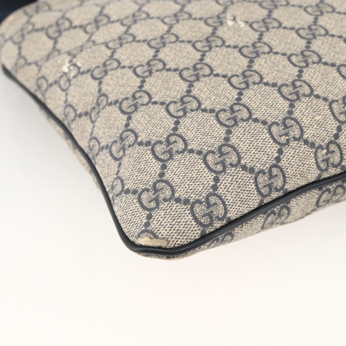 GUCCI GG Supreme Shoulder Bag PVC Navy Silver 201538 Auth bs34231