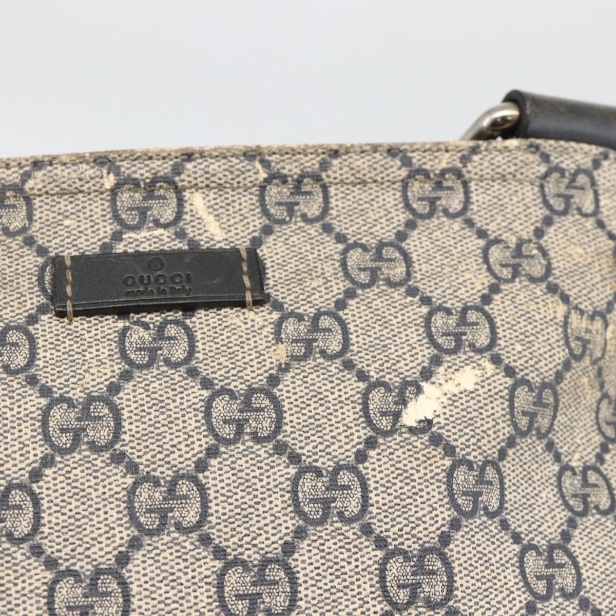 GUCCI GG Supreme Shoulder Bag PVC Navy Silver 201538 Auth bs34231