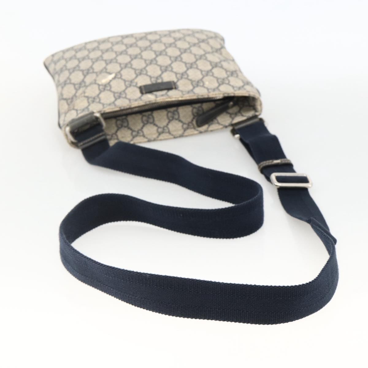 GUCCI GG Supreme Shoulder Bag PVC Navy Silver 201538 Auth bs34231