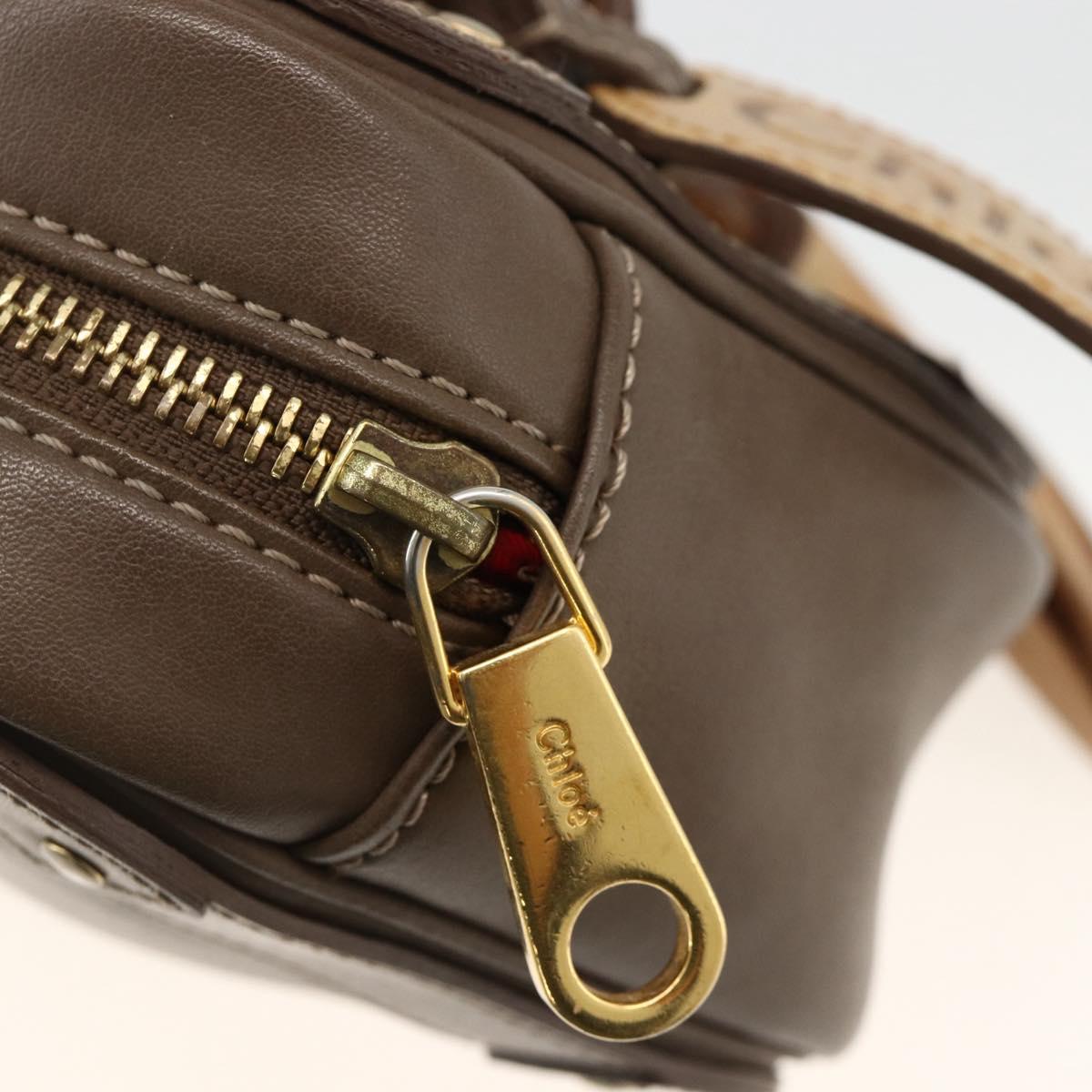 Chloe Clutch Bag Leather Brown Gold Auth bs34233