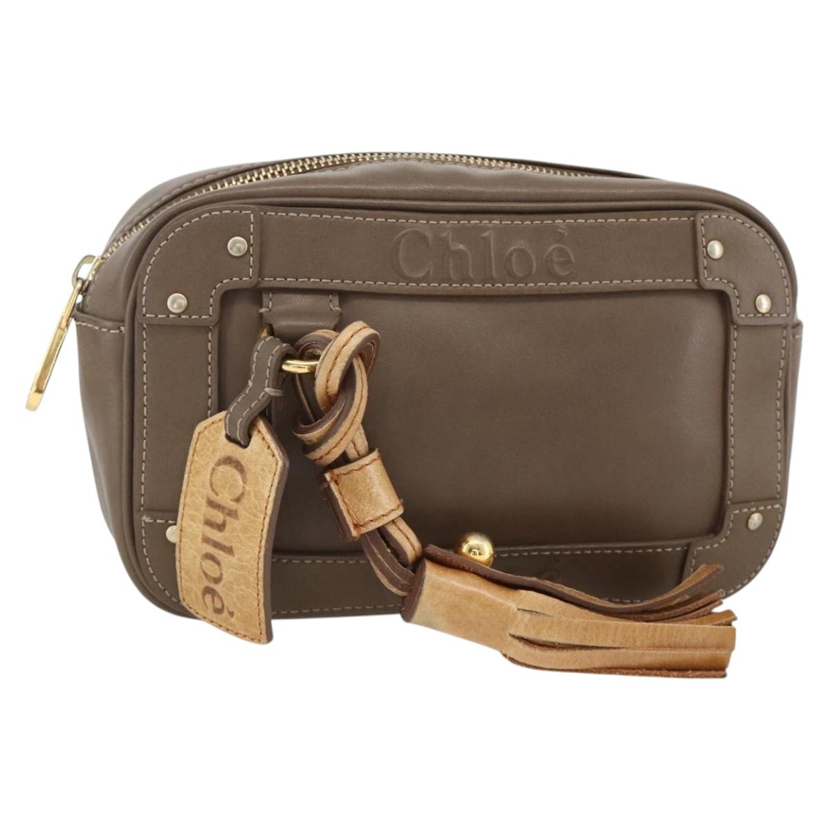Chloe Clutch Bag Leather Brown Gold Auth bs34233