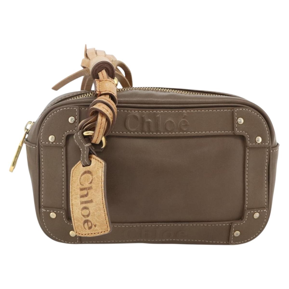 Chloe Clutch Bag Leather Brown Gold Auth bs34233
