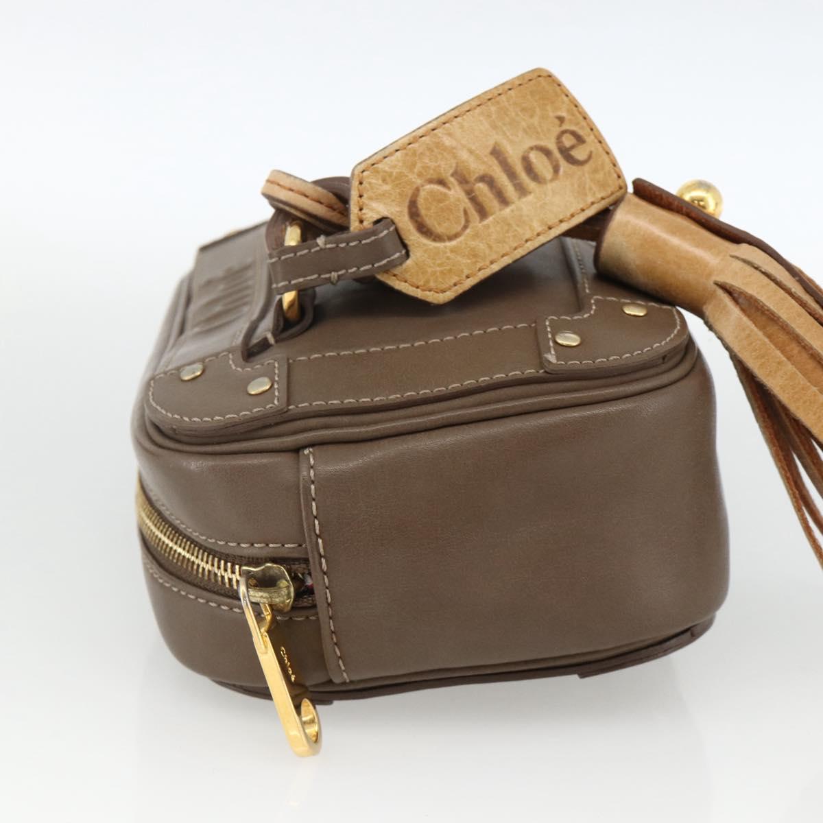 Chloe Clutch Bag Leather Brown Gold Auth bs34233