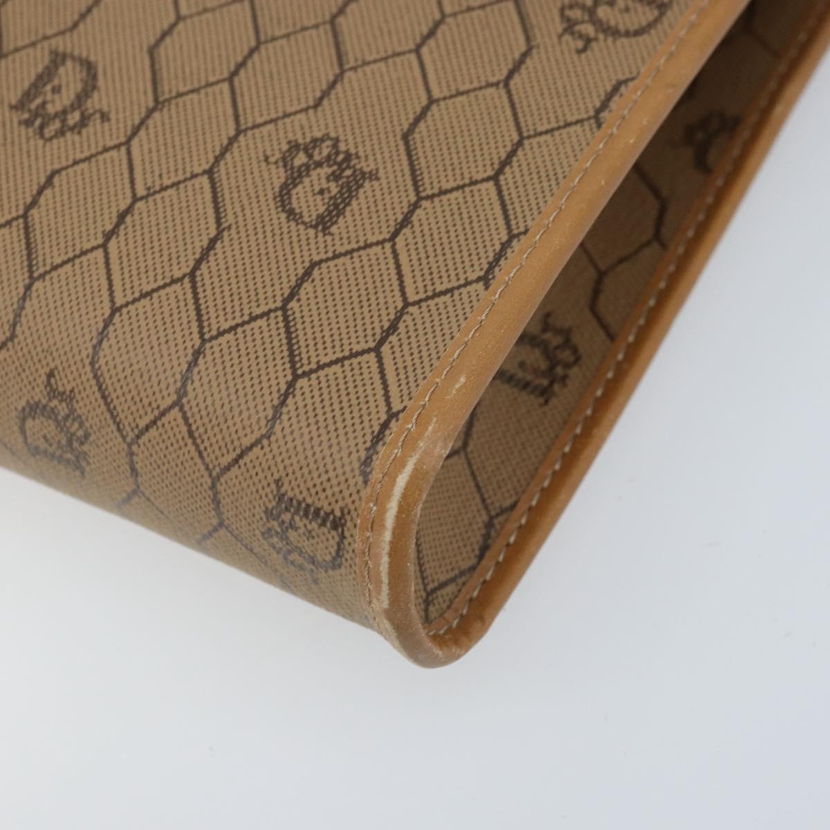 Christian Dior Honeycomb Canvas Shoulder Bag PVC Brown Gold Auth bs34236