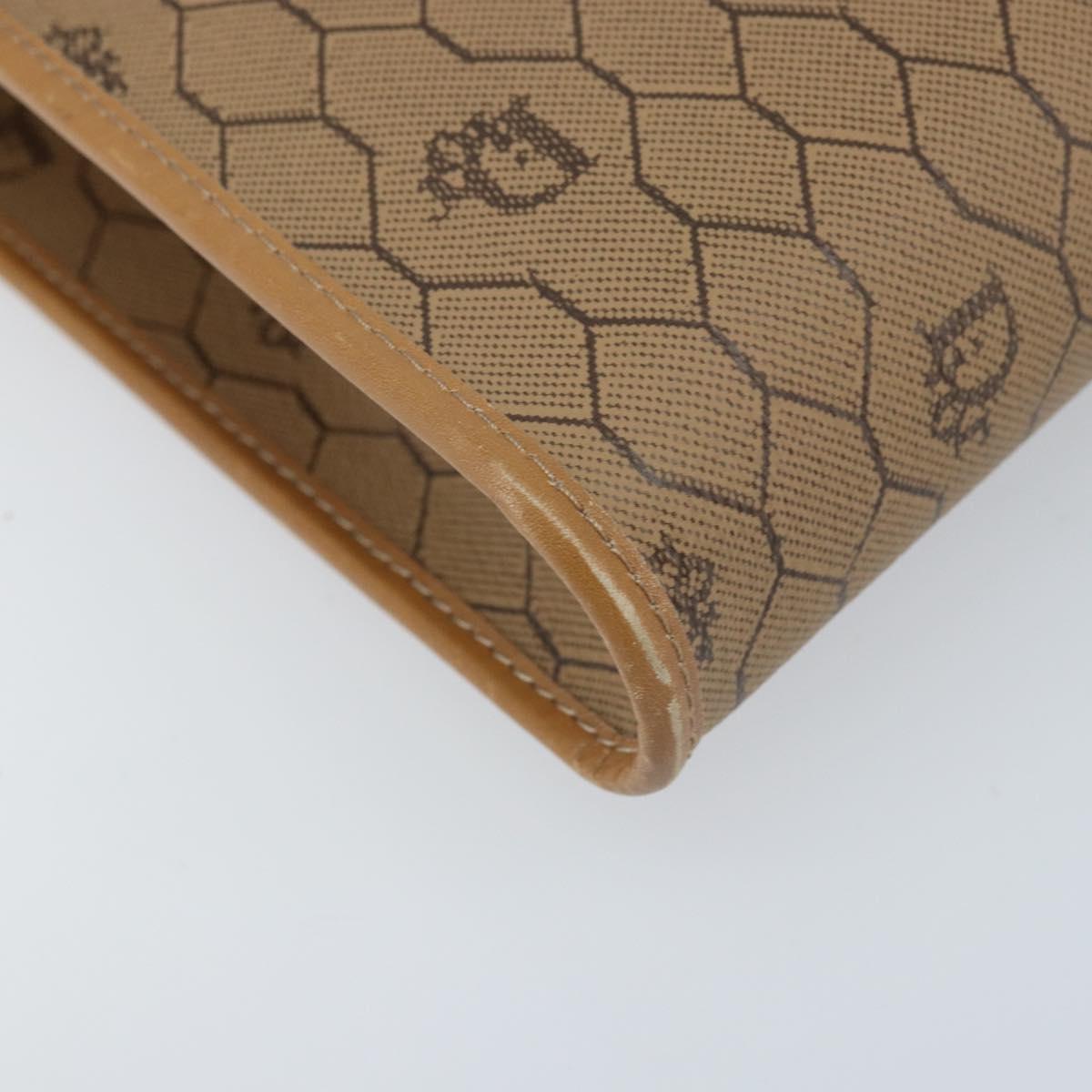 Christian Dior Honeycomb Canvas Shoulder Bag PVC Brown Gold Auth bs34236