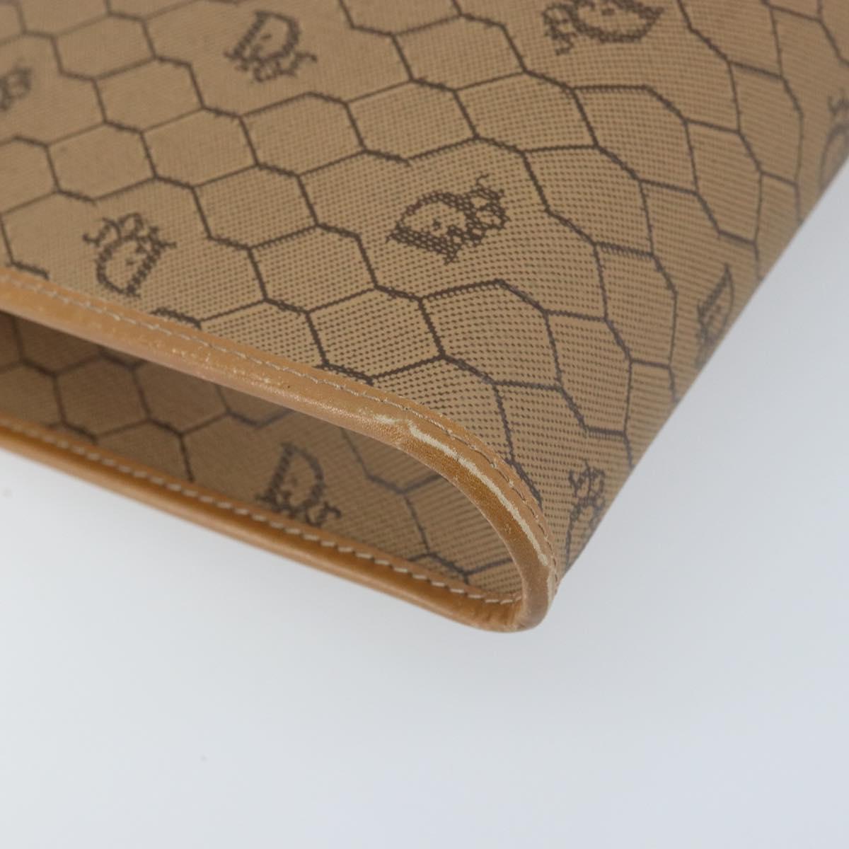 Christian Dior Honeycomb Canvas Shoulder Bag PVC Brown Gold Auth bs34236