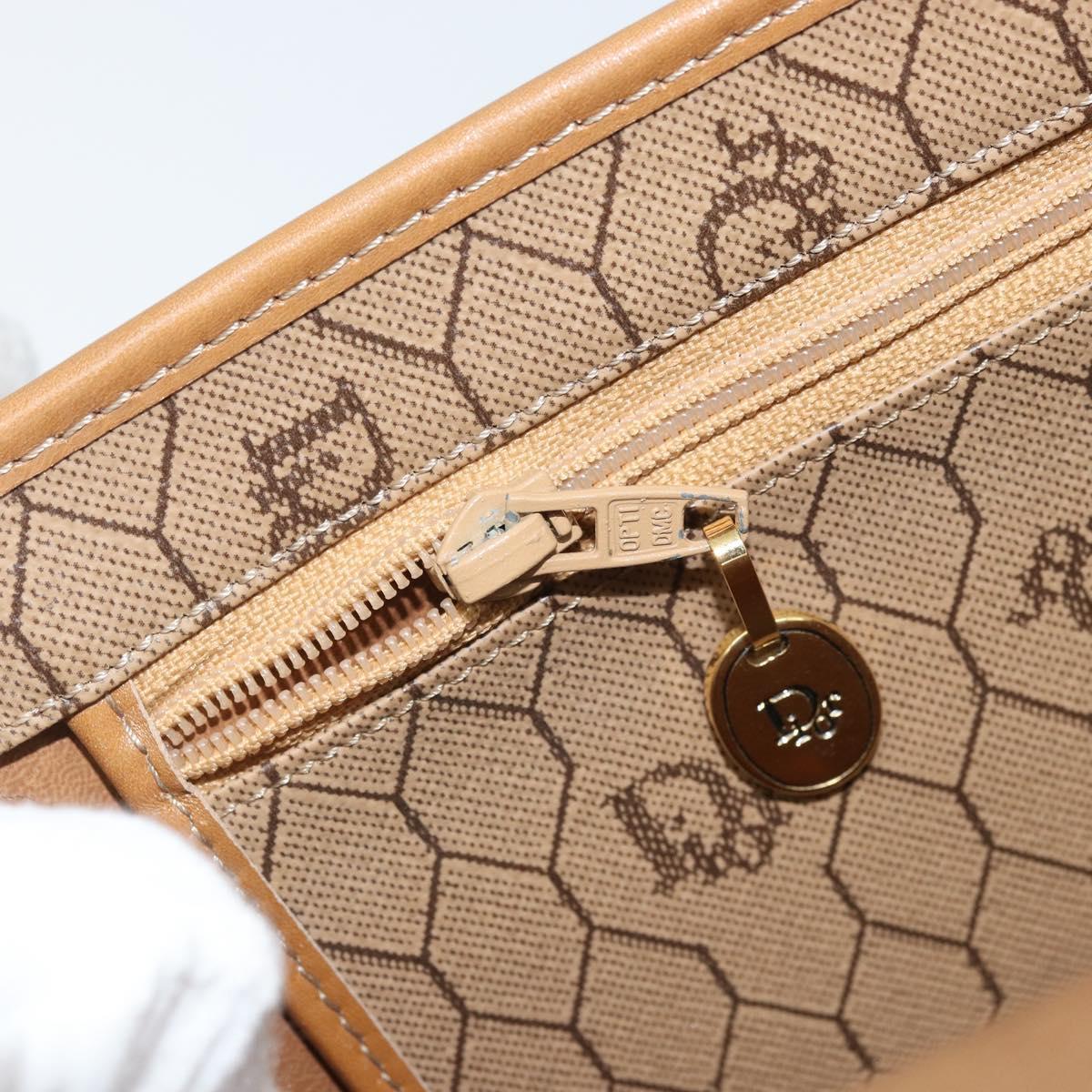 Christian Dior Honeycomb Canvas Shoulder Bag PVC Brown Gold Auth bs34236