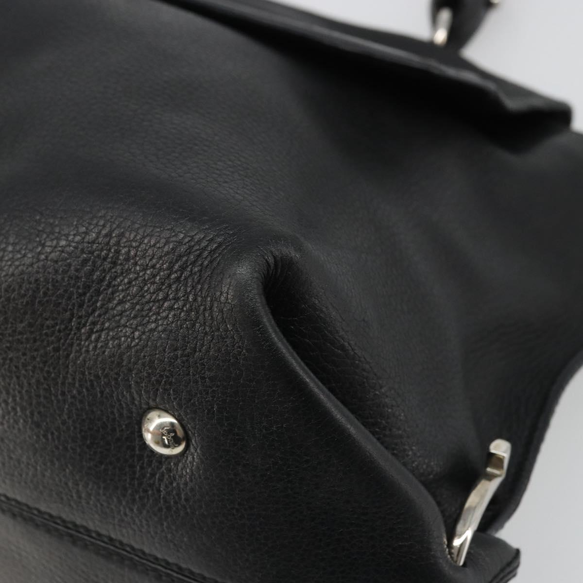 Salvatore Ferragamo Gancini Hand Bag Leather Black Silver Auth bs34239