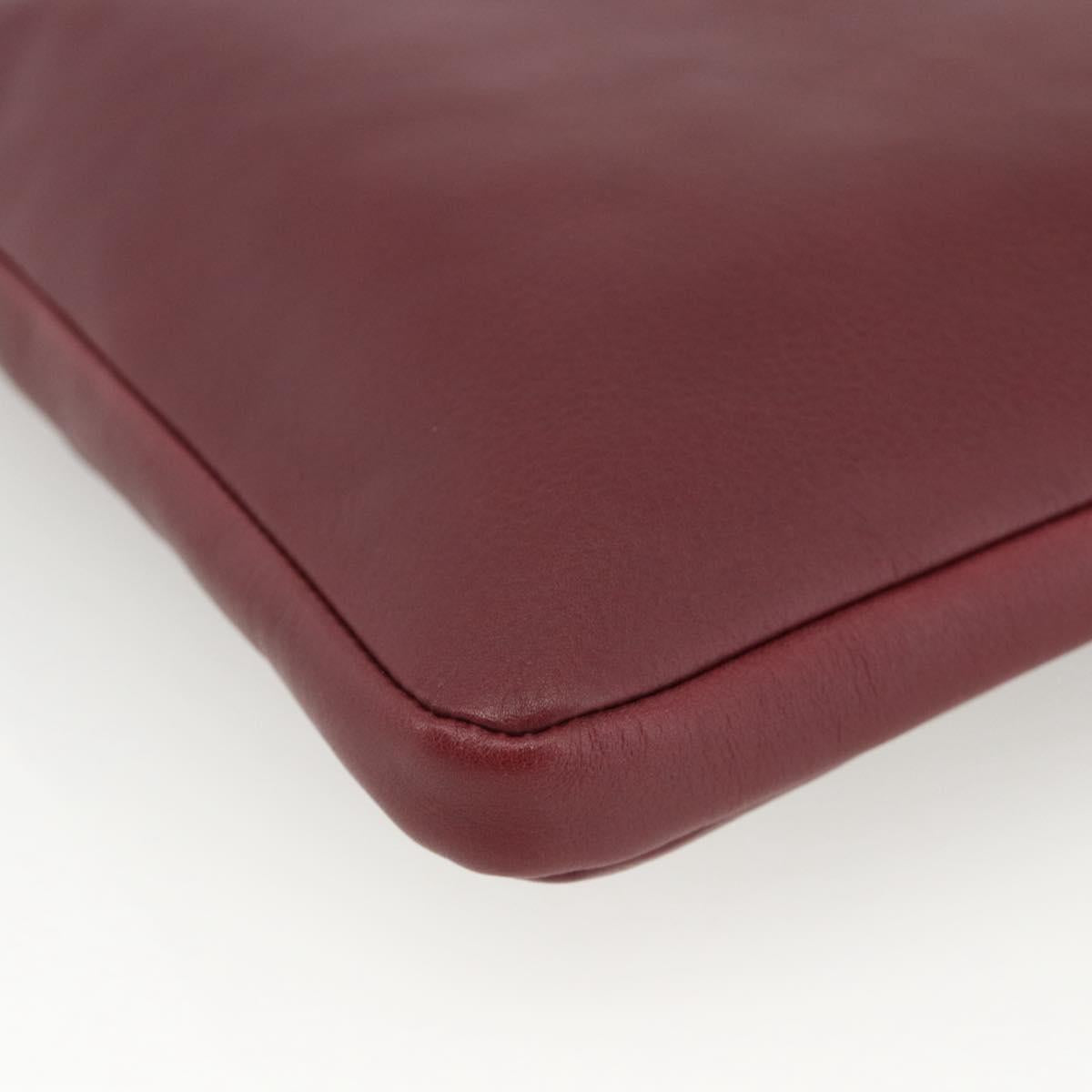 Chloe Clutch Bag Leather Bordeaux Gold Auth bs34240A