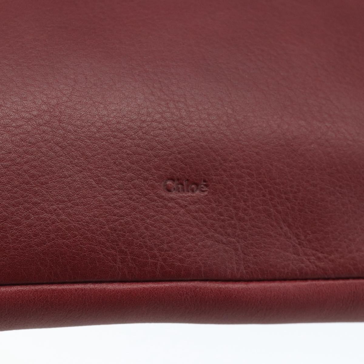 Chloe Clutch Bag Leather Bordeaux Gold Auth bs34240A