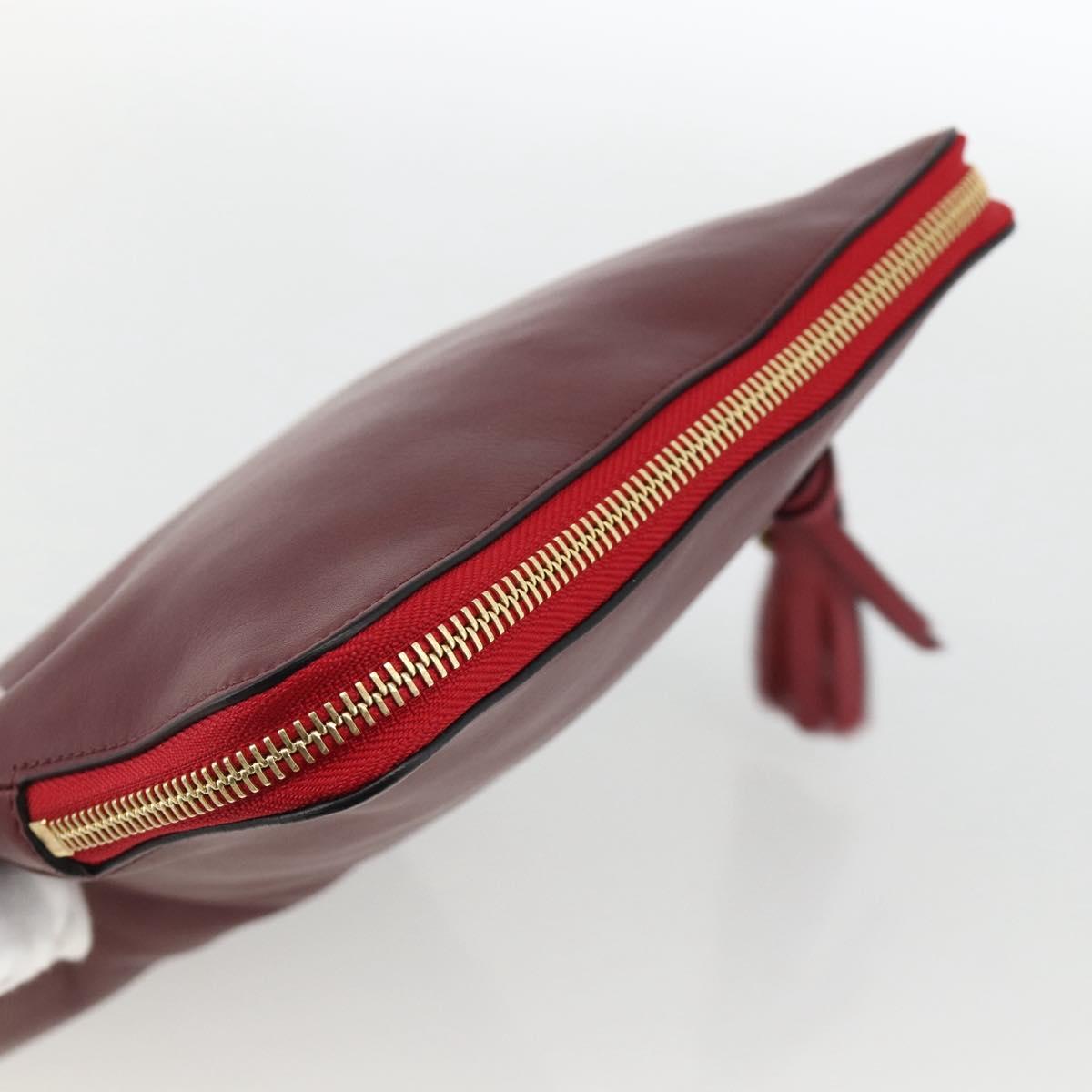 Chloe Clutch Bag Leather Bordeaux Gold Auth bs34240A