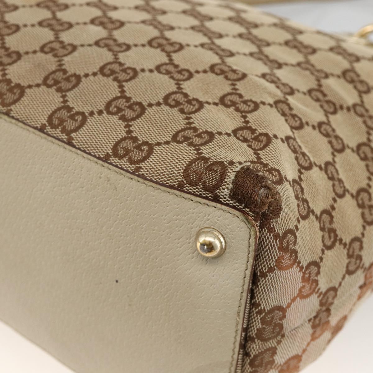 GUCCI GG Canvas Hand Bag Beige Gold 139552 Auth bs34241