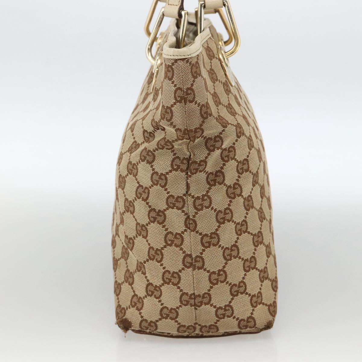 GUCCI GG Canvas Hand Bag Beige Gold 139552 Auth bs34241