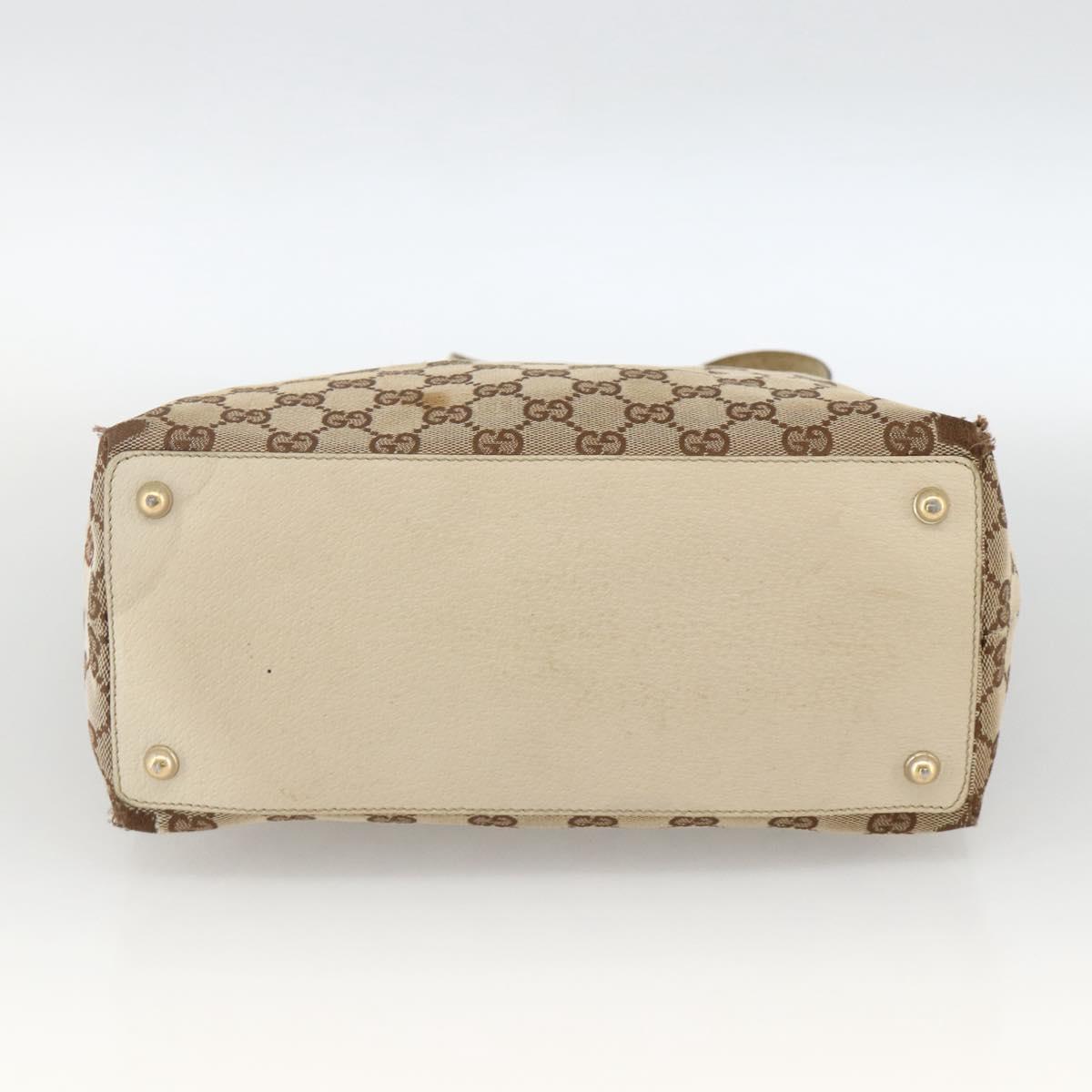 GUCCI GG Canvas Hand Bag Beige Gold 139552 Auth bs34241