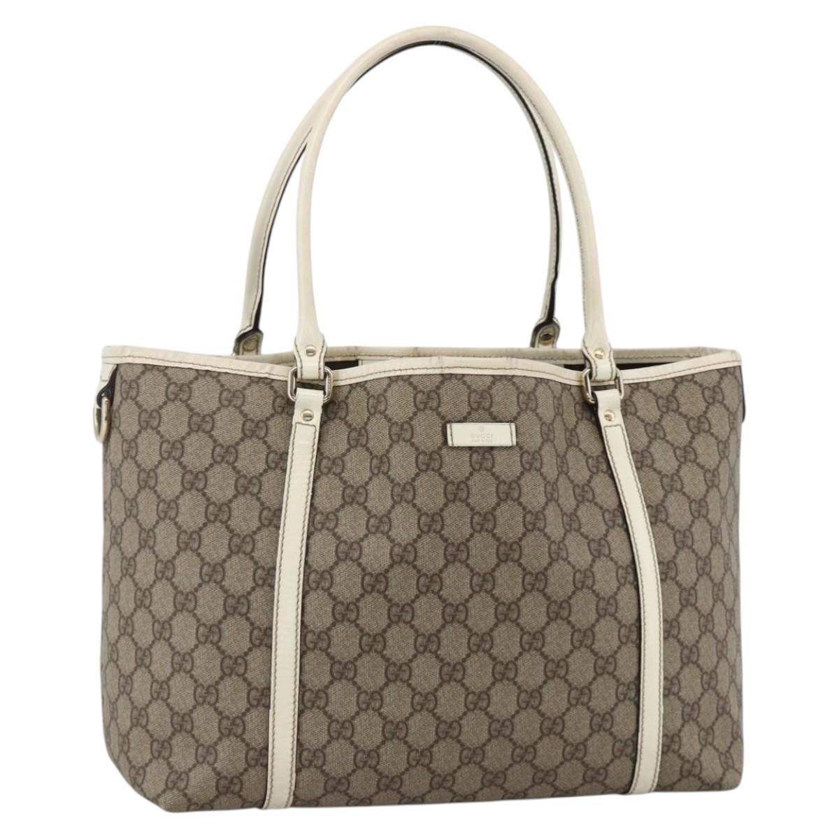 GUCCI GG Supreme Tote Bag PVC Beige Gold 197953 Auth bs34243