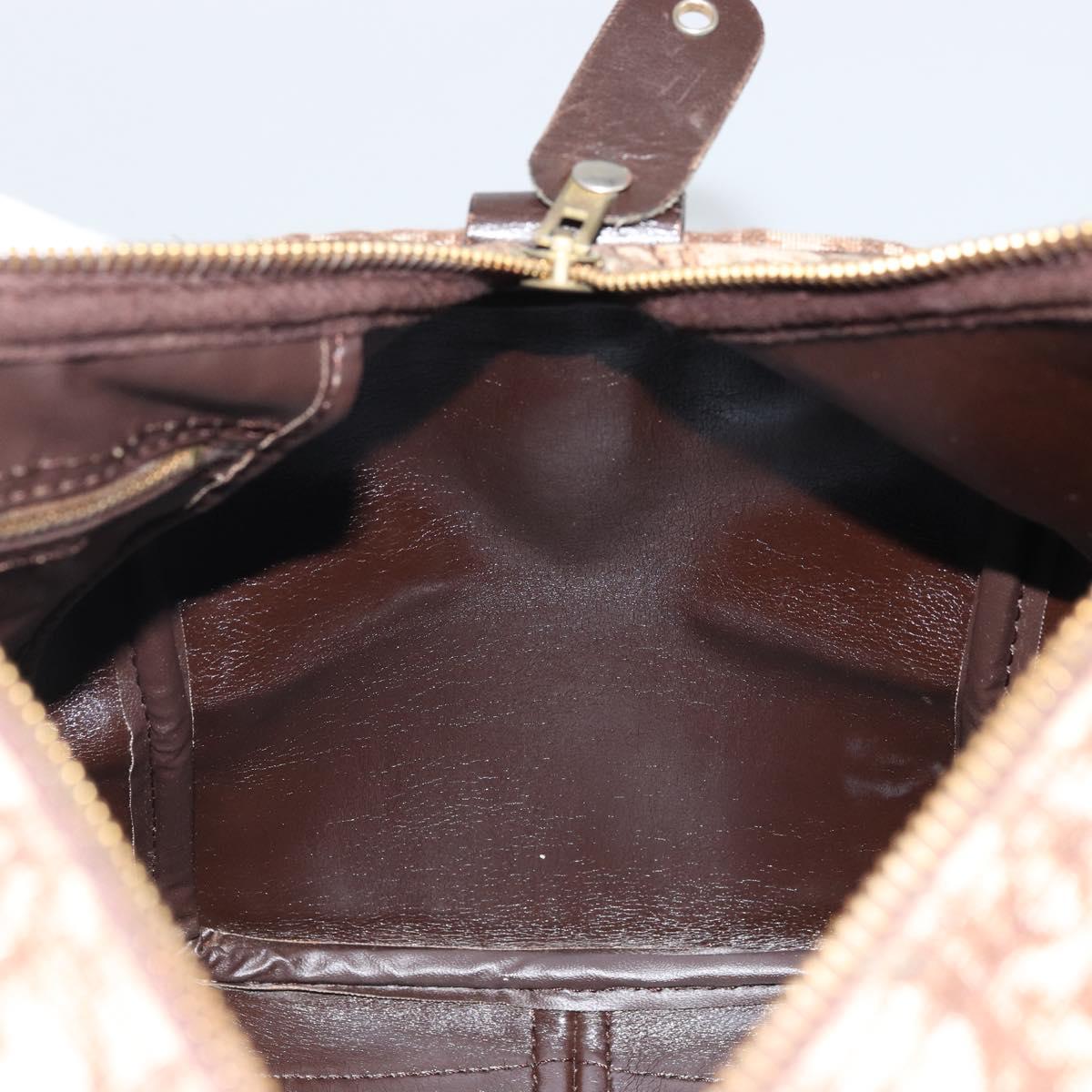 Christian Dior Trotter Canvas Boston Bag Brown Gold Auth bs34246